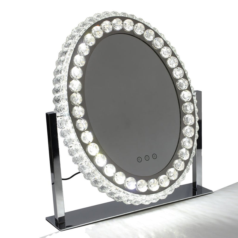 Oval Crystal LED Dressing Table Mirror