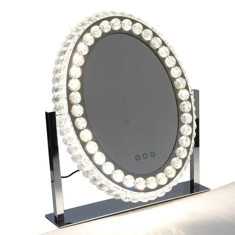 Oval Crystal LED Dressing Table Mirror