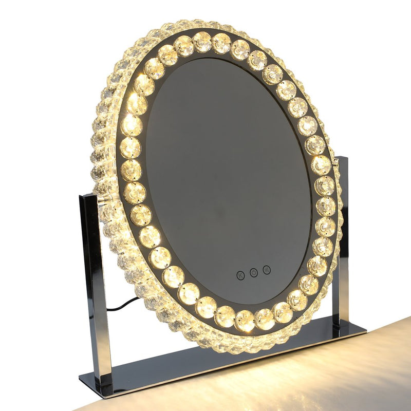 Oval Crystal LED Dressing Table Mirror